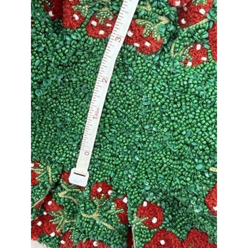 Green Red Strawberry Beaded Sequin Lined Bag Purse Snap Silver cutesy feminine - Picture 14 of 14